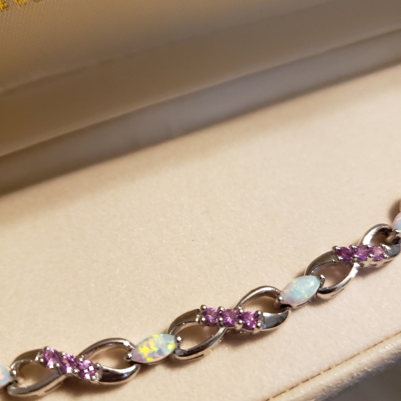 Marks & Morgan Sterling Silver, Opal, & Pink Sapphire Bracelet - Picture 3 of 3